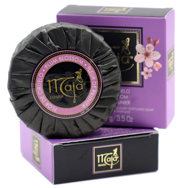 Maja Plum Blossom Soap Jabón perfumado Jabón redondo y lujoso para limpiar e hidratar tu piel Deja la piel bellamente perfumada y suave Paquete de 2 jabones en barra de 3.5 oz