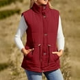 thumbnail image 2 of Womens Cropped Vest Zip Up Stand Sleeveless Padded Cropped Vest Warm Tanks Coats, 2 of 7