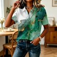 thumbnail image 2 of JULMCOMO Polo Shirts for Women Marble Print Button Collared Loose Fit Trendy Golf Shirts Short Sleeve Office Graphic Tees Army Green 3XL, 2 of 6