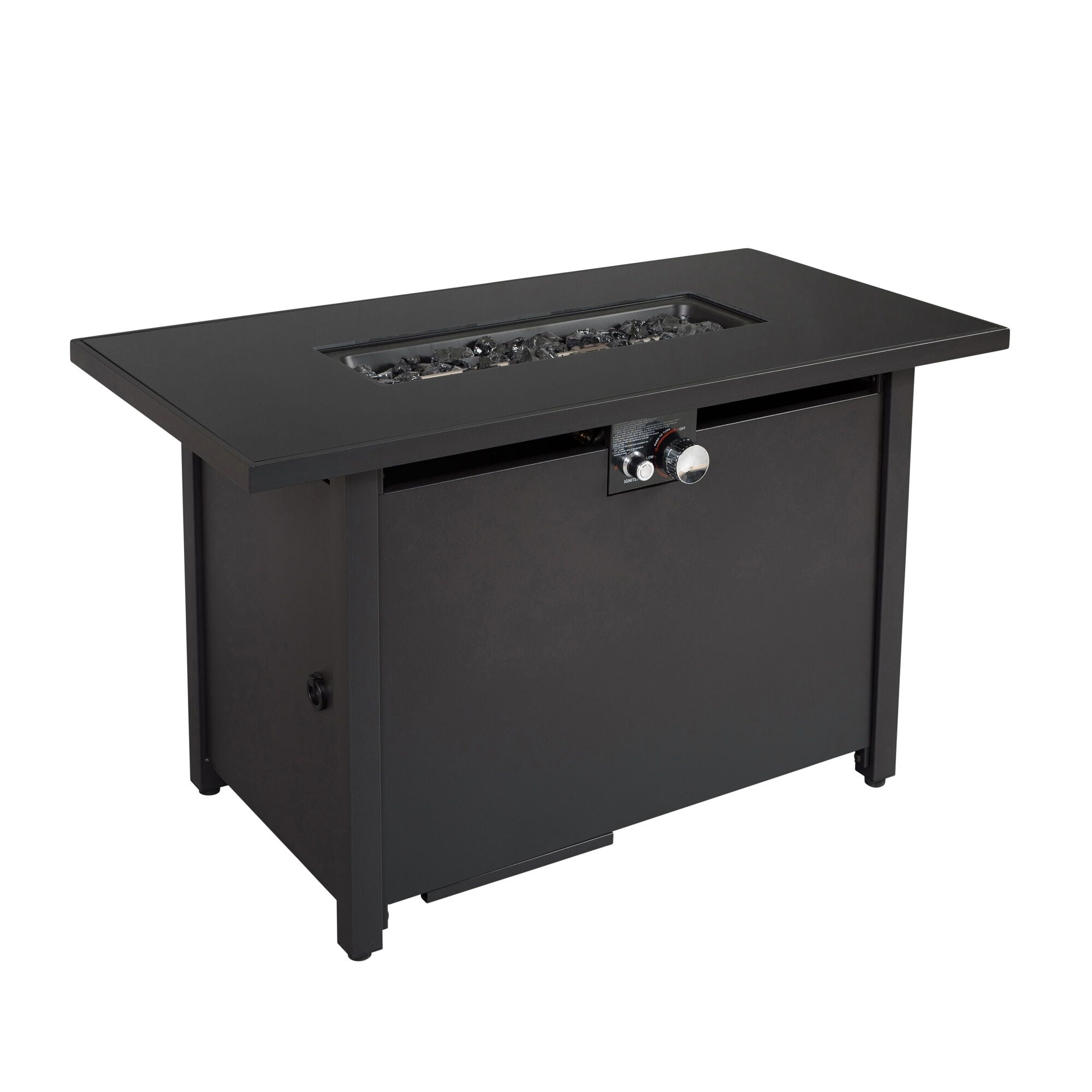 Tabletop Heater, 25'' H x 42'' W Steel Outdoor Fire Pit Table with Lid (Black), Black Patio Heater,Steel Outdoor Heater For Deck, Garden & Outdoor Heating