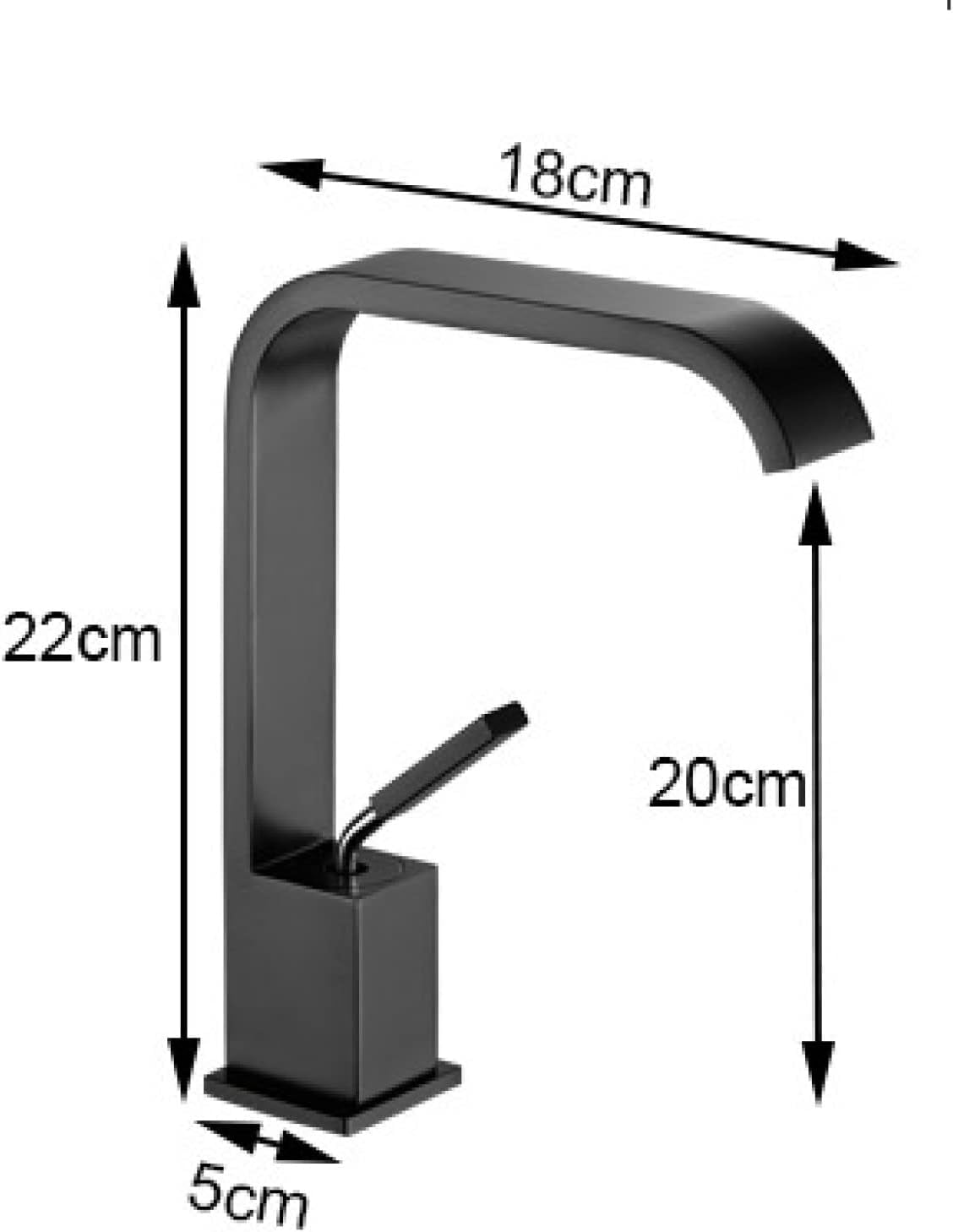 Basin Faucet Waterfall, Brass Faucet Bathroom, Sink Faucet Hot and Cold Mix Tap, Single Handle Waterfall Bathroom Sink Faucets, Black