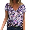 thumbnail image 2 of Sakmal Womens Tops Under $5 Short Sleeve V-Neck Graphic T-Shirts Womens T Shirts, 2 of 5