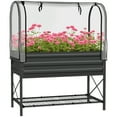 thumbnail image 1 of Outsunny Metal Raised Garden Bed with Cover, Black, 1 of 10