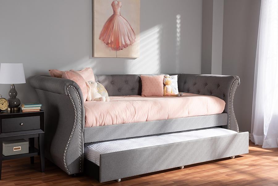 Contemporary Twin Daybed Fabric Grey 1887