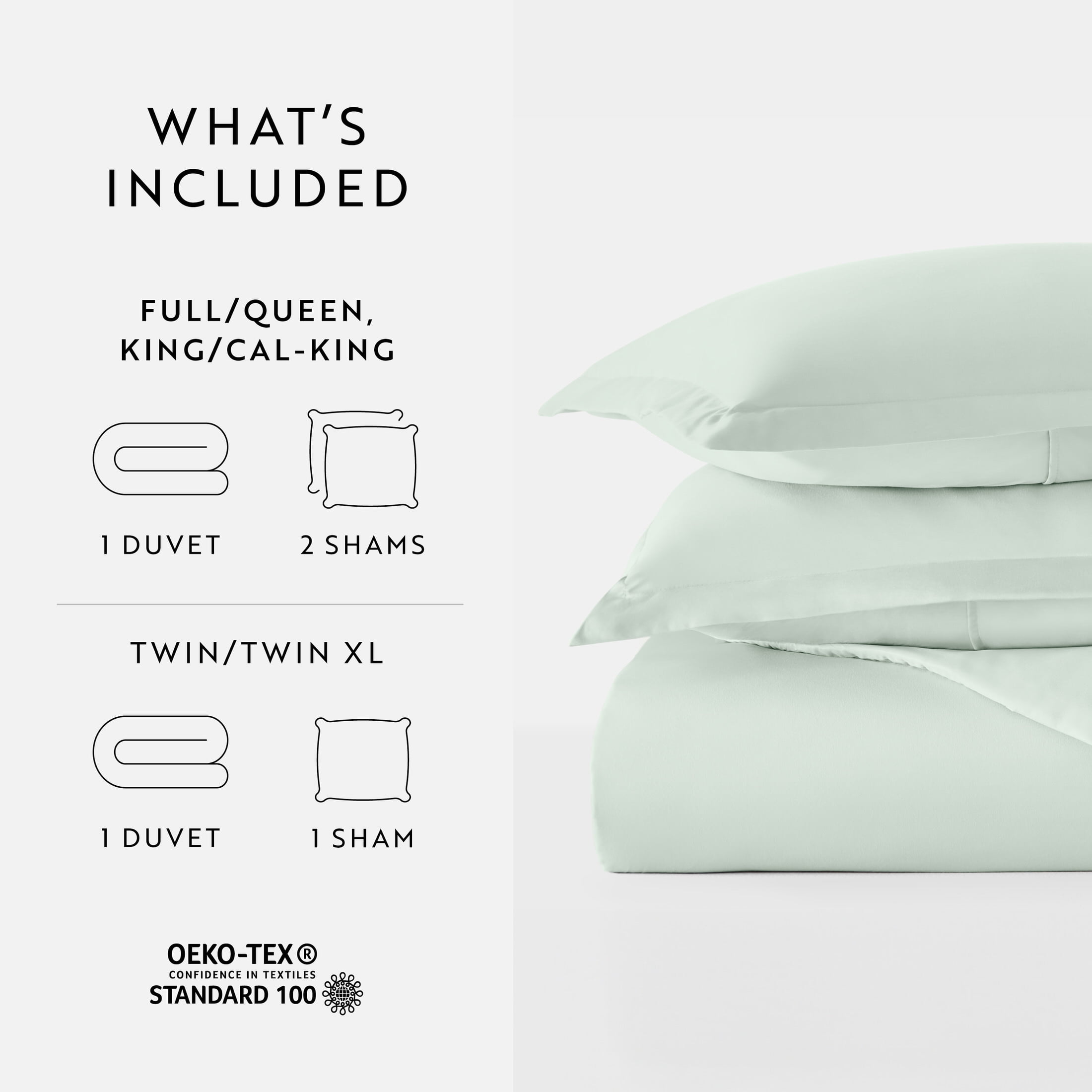 Noble Linens 3-Piece Mint Duvet Cover Set, Full/Queen