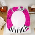thumbnail image 5 of Feelyou Fashion Pink Guitar Twin Sheet Sets, Piano Musical Note Bedding, 3-Piece, 5 of 7