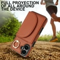 thumbnail image 6 of for iPhone 16 Plus Wallet Case with Card Holder Women Men, Flip PU Leather Kickstand Shockproof Protective Phone Cover Magnetic Clasp 360 Rotation Ring Stand for iPhone 16 Plus, Brown, 6 of 7