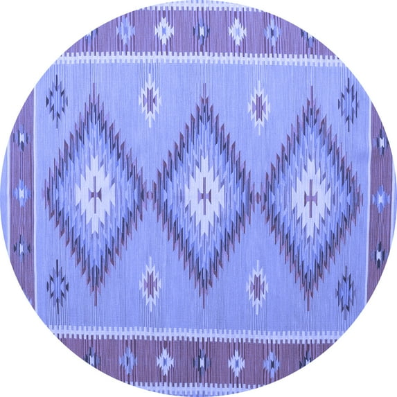 Ahgly Company Indoor Round Oriental Blue Traditional Area Rugs, 8' Round