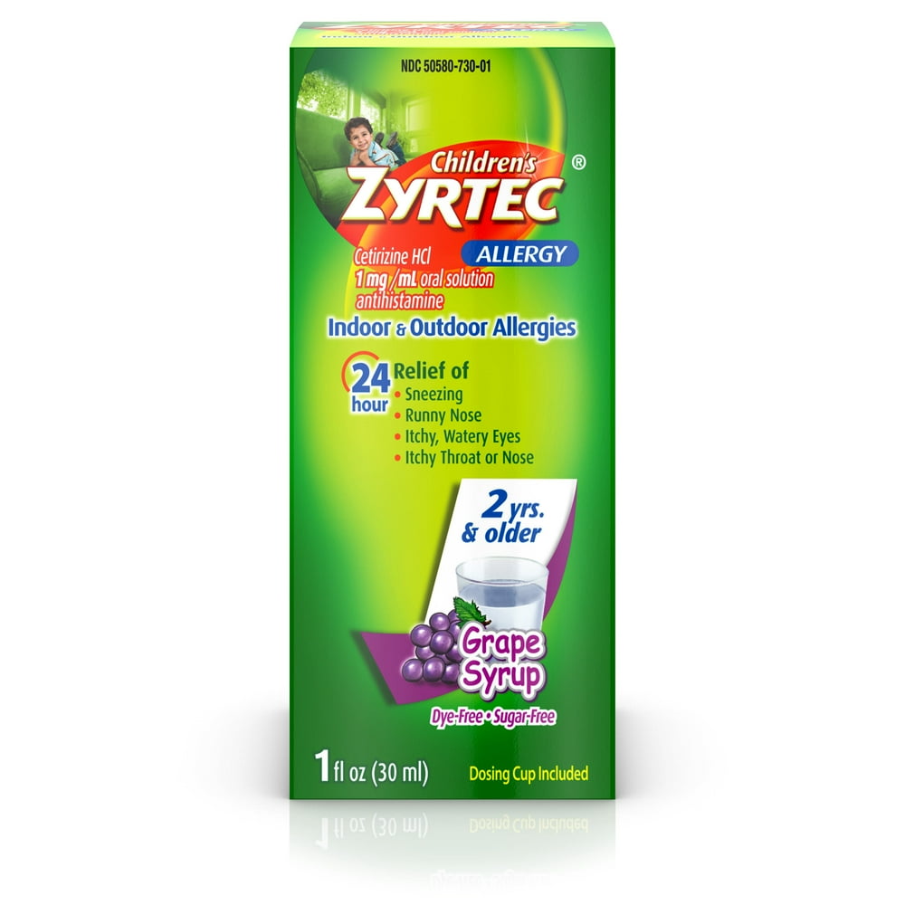 Zyrtec 24 Hr Children's Allergy Relief Syrup, Grape Flavor, 1 fl. oz