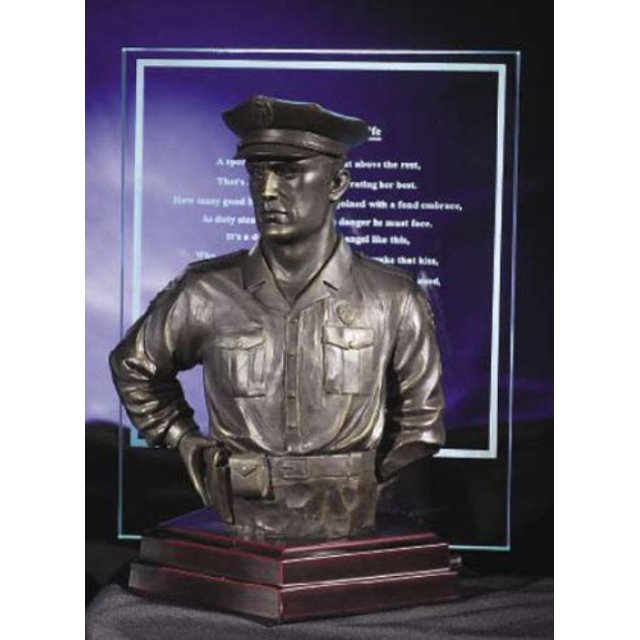 Blue Hats of Bravery Statue a Hero's Wife Poem Figurine Bust