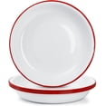 thumbnail image 1 of Lawei Ensemble de 4 Assiettes à Souper en Émail, Assiette de Camping Ronde de 10 Pouces en Émail avec Rebord Rouge, Bols Rétro pour Salade et Pâtes, Plat de Service Profond en Émail pour le Souper, Extérieur, Pique-Nique, BBQ, Beurre, 1 of 6