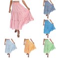 thumbnail image 1 of Robes Grande Taille Été à Carreaux Multicolore Jupe Ligne A Mi-Longue Plissée à Carreaux Grande Taille Robe Maxi Verte S, 1 of 5