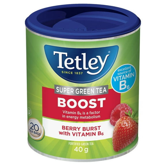 Tetley Super Green Tea Boost - with Vitamin B6, 20 tea bags
