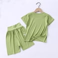 thumbnail image 2 of YunPes ﻿Toddler Kids Solid Loungewear Sets Crewneck Short Sleeve Tees + High Waist Elastic Shorts Sets Summer Casual 2PC Outfits, 2 of 9