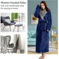 thumbnail image 3 of AMITOFO Long Hooded Robes for Women Luxurious Plush Bathrobes with Pockets & Waist Belt Full Length Bathrobe Winter Warm Sleepwear - XL & Navy, 3 of 7