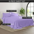 thumbnail image 3 of 24-INCH EXTRA DEEP POCKETS - 6 PC Short Queen Sheet Set - (Extra Pillowcases, Fitted & Flat) 400-Thread-Count 100% Egyptian Cotton, Soft Breathable 400TC Cotton- Lilac, 3 of 7