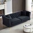 thumbnail image 2 of Atumon 82"L Sofa Couch, 3-Seat Couches and Sofas, Modern Velvet Upholstered Sofa with 2 Pillows and Metal Legs, Heavy Duty Couch Furniture for Home Living Room, 81.8"L x 31.8"W x 29.5"H, Black, 2 of 10