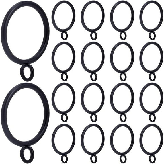 30Pcs Black Iron Drapery Rings Eyelet Hook Curtain Rings Round 1.26 Inch Drapes Ring with Eyelet Apply Metal Hanging Curtain Clip Hooks for Sliding Window Pinch Pleated Drapes Curtains Rods Black