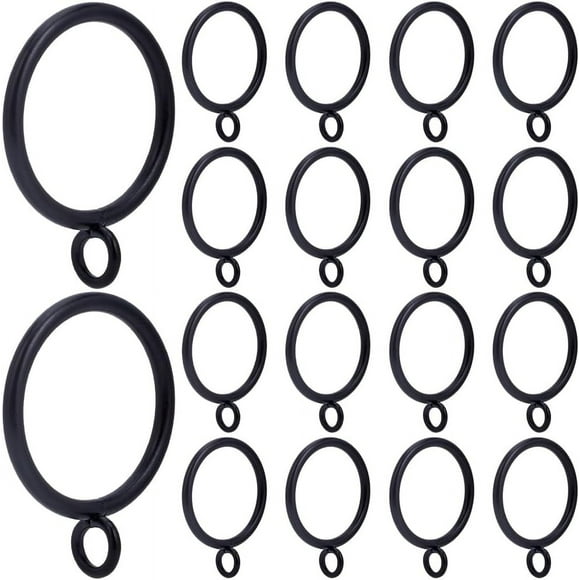 30Pcs Black Iron Drapery Rings Eyelet Hook Curtain Rings Round 1.26 Inch Drapes Ring with Eyelet Apply Metal Hanging Curtain Clip Hooks for Sliding Window Pinch Pleated Drapes Curtains Rods
