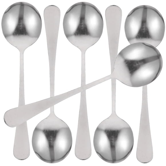 GOOHOCHY 6 cucharas de sopa de metal, cucharas de sopa de acero inoxidable, cucharas de metal para mezclar y cucharas para revolver sopa.