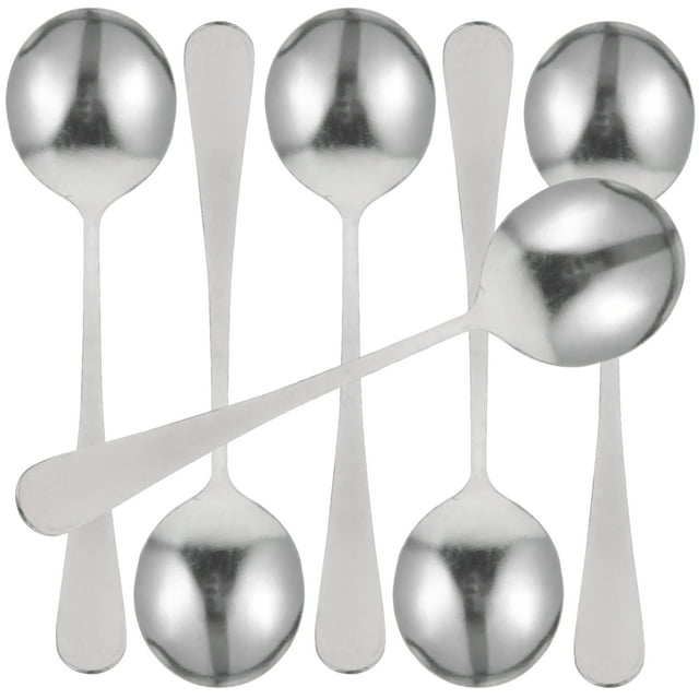 6Pcs Metal Spoon Multi-use Soup Spoon Decorative Spoon Smooth Spoon Stainless Steel Spoon