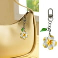 thumbnail image 2 of Tropical Floral Key Holder Colorful Bag Charm Frangipani Keychain Accessory, 2 of 18