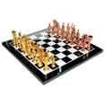 thumbnail image 1 of StonKraft 15" x 15" Collectible Black Marble Chess Board Game Set + Brass Roman Chess Pieces, 1 of 5