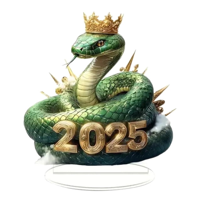2025 año de la serpiente acrílico 2D, adorno de mesa placa de regalo con base para granja interior al aire libre festival oficina