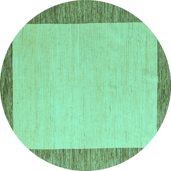 Ahgly Company Indoor Round Solid Turquoise Blue Modern Area Rugs, 5' Round
