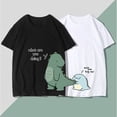 thumbnail image 2 of Camiseta de pareja a juego de dinosaurios, 240 g, camiseta de manga corta holgada informal de verano de alta calidad para novio, novia y niña, 2 of 5