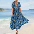 thumbnail image 6 of Ruyang Summer Casual Bohe Mian Floral Dresses For Women 2024 Puff Short Sleeve Long Maxi Dress With Pockets plus Size Dresses for Women, 6 of 6