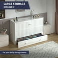 thumbnail image 5 of ZAFLY Queen Size Murphy Bed, Cabinet Bed with USB Charging Station, Convertible Bed with Storage Platform, Cabinet Chest Bed with Large Drawers for Living Room/Bedroom (White), 5 of 8