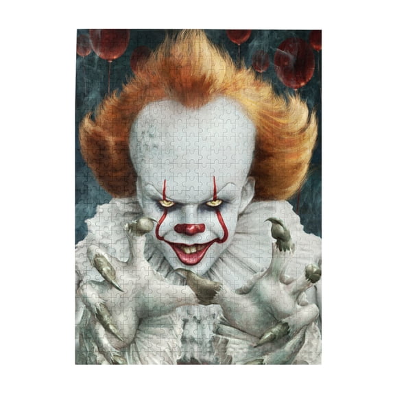 Pennywise Dancing Clown Wooden Picture Puzzle 500 Piece Jigsaw Puzzle for Adults Challenging Puzzle Game Gifts