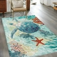 thumbnail image 4 of Area Rug for Living Room, Sea Turtle Coastal Non-Slip Indoor Large Carpet for Bedroom/Dining Room, Turquoise Nautical Summer Coral Ocean Washable Low-Profile Floor Mat Runner Rugs - 2.7 x 5 Ft, 4 of 7