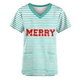 thumbnail image 4 of Holiday Gifts! Titcea Christmas Scrub Tops Women Letter Xmas Printed Short Sleeved V Neck Scrub Tops with Pockets Lightweight Stretchy Working Uniform, 4 of 4