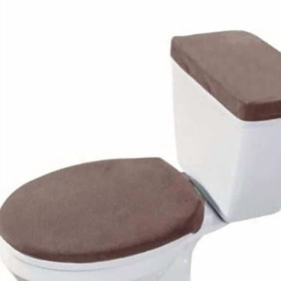 Nvzi plush toilet lid, 2-piece brown one size fits all set, luxurious soft velvet plush, elastic suitable for bathroom, machine washable modern bathroom decoration