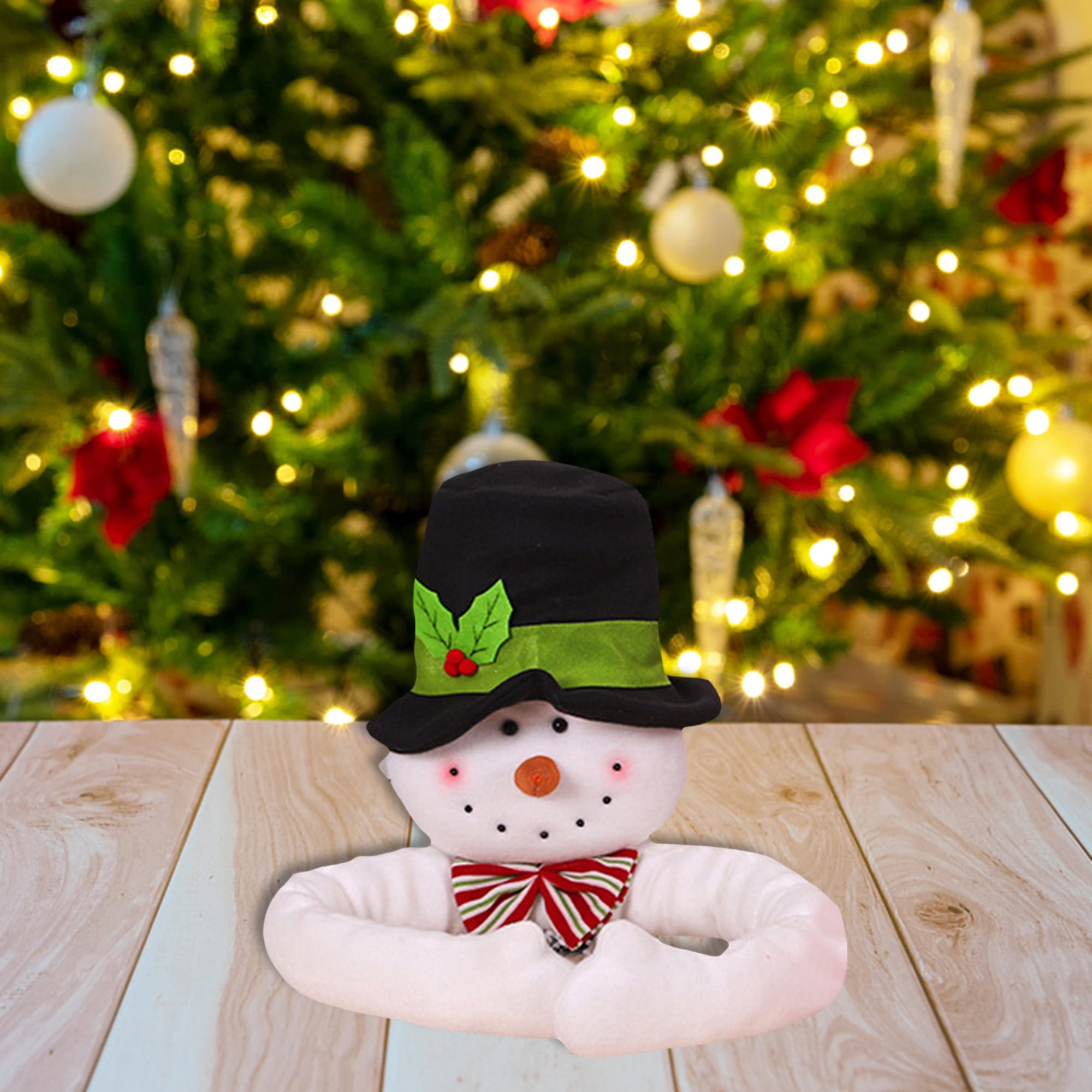 Lingouzi Christmas Tree Topper - Santa Claus Snowman Head, Arms and Legs  for Christmas Tree Decorations, Creative Christmas Tree Doll Topper for