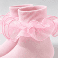 thumbnail image 6 of TELOLY 2Pairs Kids Socks,8-10 Years Old Ruffle Socks,Student Dance Socks Lace Socks,Pink,Xl, 6 of 7