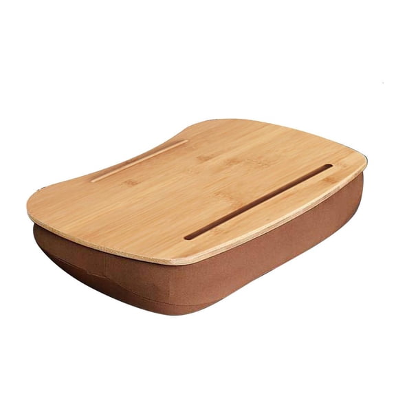 Jesscasday Portable Laptop Table Lap Desk with Bamboo Platform Phone Holder Pillow Cushion Anti-Slip on Bed Sofa Small Stand