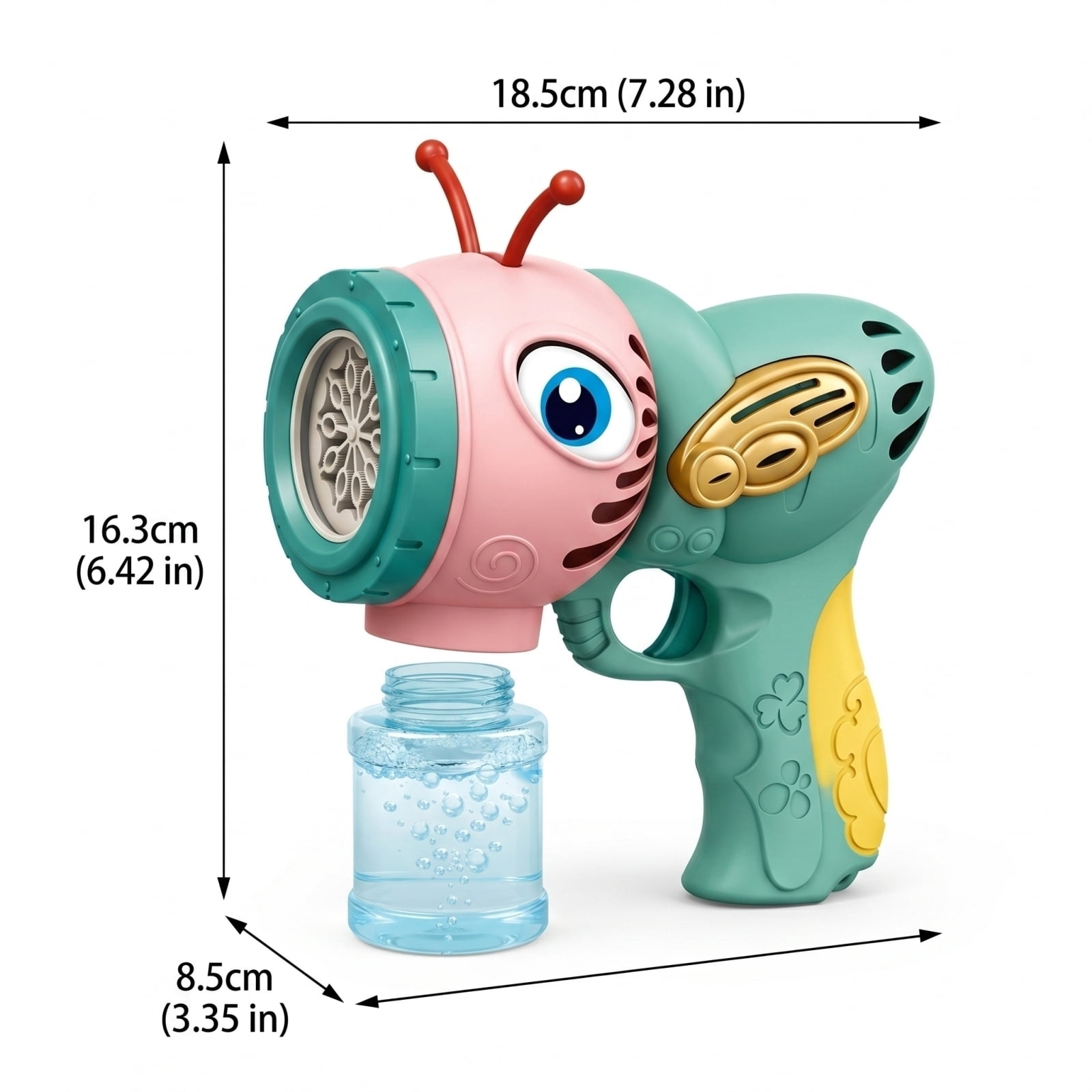 Butterfly Bubble Blowing Machine, One-Button Automatic Bubble Maker with 50ml Bubble Solution, Electric Handheld Bubble Blower for Outdoor Party Garden Activities (Yellow)