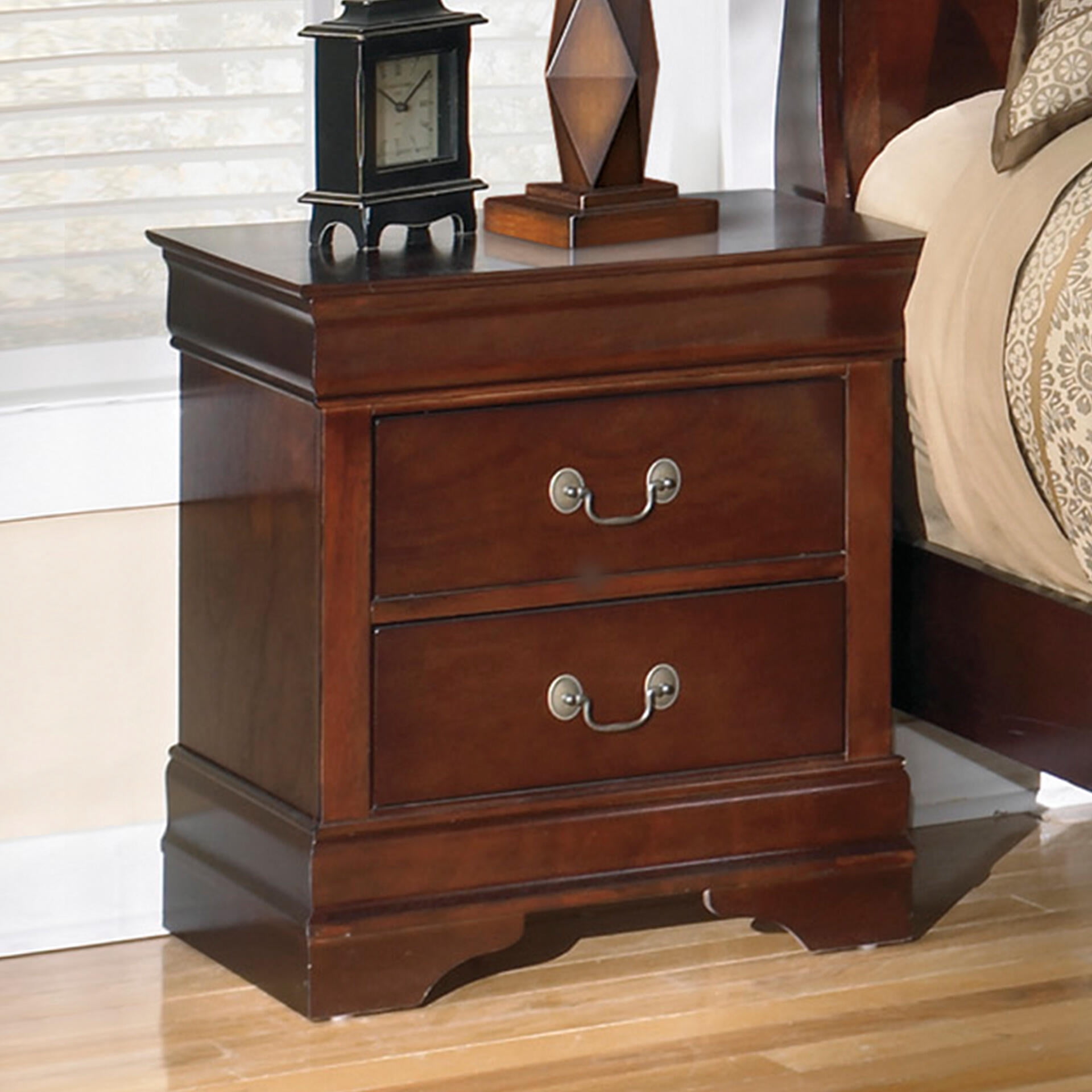Signature Design by Ashley Traditional Alisdair 2 Drawer Nightstand, Reddish Brown