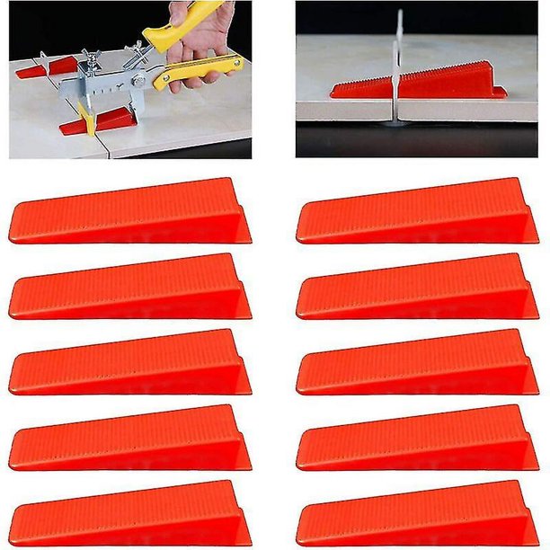 Cuñas para sistema de nivelación de azulejos, niveladores de cuña, espaciadores de azulejos, espaciadores niveladores de azulejos, cuñas de Clips, 100 piezas, Red Hy