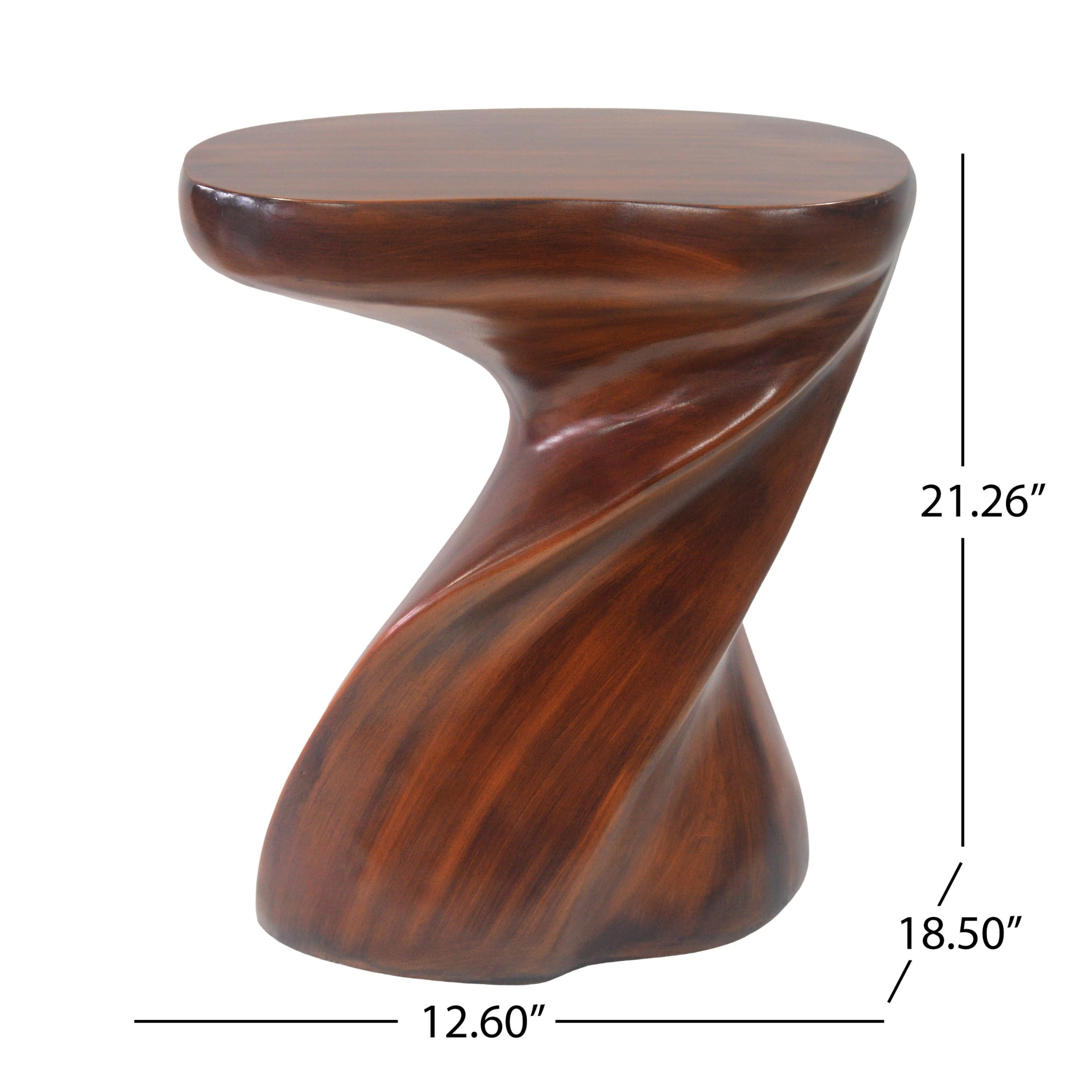 Christopher Knight Home 21"H Twisted Sculptural MGO Lightweight Outdoor Side Table, Antique Brown