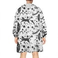 thumbnail image 2 of Wearable Oversized Blanket,White Planet Cat Feather Pattern Wearable Blanket Hoodie for Adults,Cozy Hooded Blankets with Super Pockets,Super Warm Fuzzy Pullover for Women & Men, 2 of 6