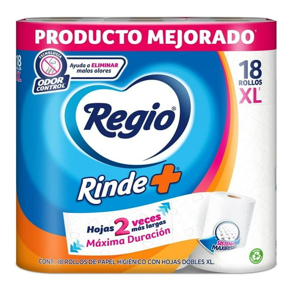 Papel higiénico Regio Rinde + 18 rollos XL