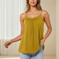 thumbnail image 4 of Ohufall Womens Silky Satin Pajama Tops Solid Loose Pleated Cami Pj Shirt Summer Soft Comfy Sleeveless Spaghetti Strap Sleepwear Camisole Undershirt, 4 of 7
