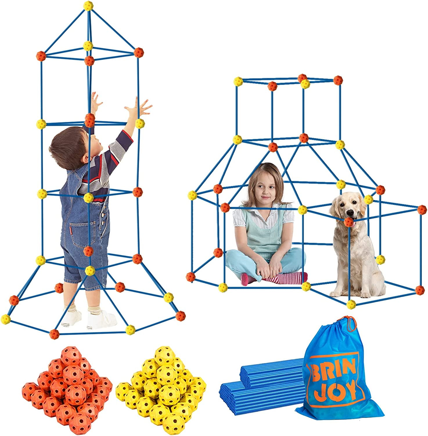 BRINJOY 158 PCS Fort Building Kit for Kids, Toddler Construction Fort