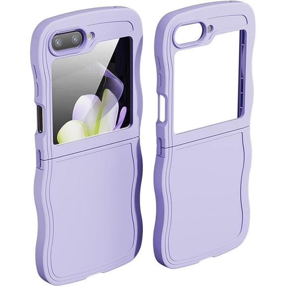 for Samsung Galaxy Z Flip 5 Case, Cute Samsung Z Flip 5 Case Wavy Aesthetic Curly Wave Frame Case for Women Men Slim Soft TPU Shockproof Protective Bumper Cover, Purple