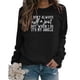 thumbnail image 1 of Sudadera de Mujer con Cuello Redondo y Manga Larga con Estampado de Letras, Jersey Informal de Moda para Mujer, Top para Viajes de Trabajo Diarios, Negro (Fuente Blanca) XXL, 1 of 5