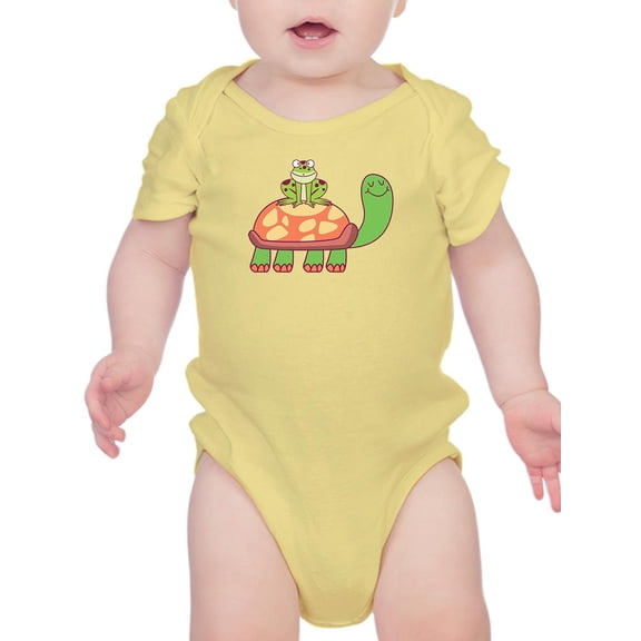 Frog On Turtle Happy Cute Art Bodysuit Infant -Image by Shutterstock, 18 Months